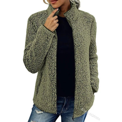 Zip-Up Sherpa Fleece Jacket | Warm Textured Design | High Collar | Cozy Everyday Layer