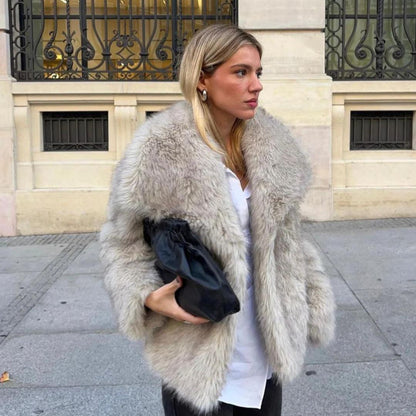 Women’s Synthetic Fur Oversized Jacket | Plush Cold-Weather Layer | Streetwear Luxe Look
