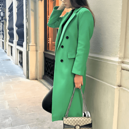 Double-Breasted Long Coat | Tailored Statement Outerwear for Women