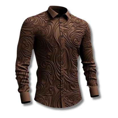 Men’s Embossed Long Sleeve Shirt | Bold Pattern | Slim Dress Fit