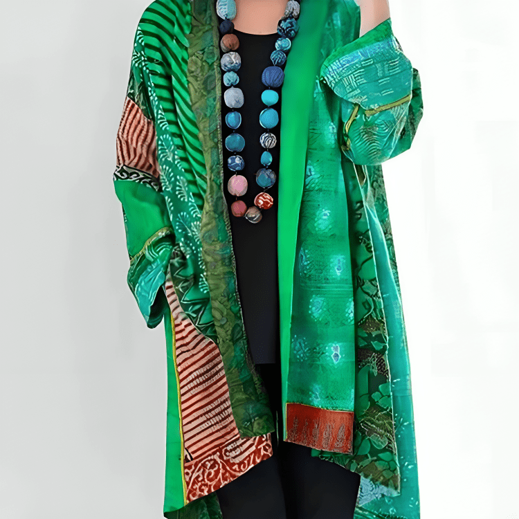 Boho Patchwork Cardigan | Lightweight Open Front | Multicolour Print