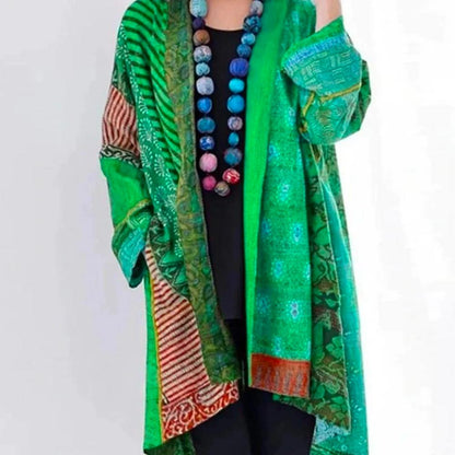 Women’s Boho Kimono Cardigan | Lightweight Patchwork Layer | Open-Front Drape