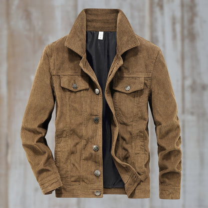 Men’s Corduroy Trucker Jacket | Button-Up with Flap Pockets | Midweight Fall Layer