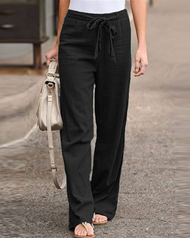 Wide Leg Drawstring Pants | Lightweight Linen Blend | Relaxed Fit
