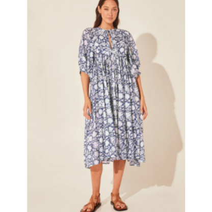 Bold Floral Print Midi Dress | Relaxed Fit | Lightweight Vacation Style
