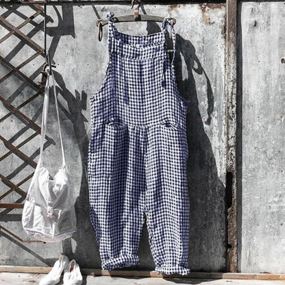 Relaxed Linen Overalls | Striped Cropped Fit | Casual Summer Layer