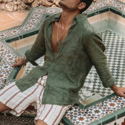 Men’s Linen-Cotton Relaxed Shirt | Lightweight Button-Up for Everyday Wear