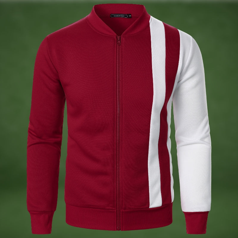 Men’s Colourblock Zip-Up Knit Jacket | Sporty Contrast Design | Lightweight Streetwear Layer