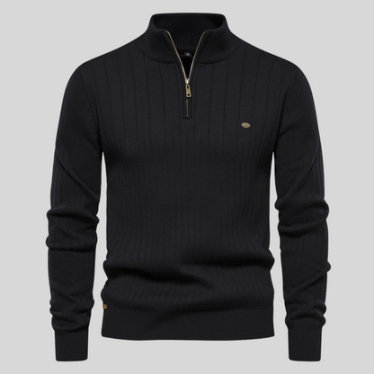 Men’s Quarter-Zip Knit Sweater | Ribbed Pullover | Smart Casual Layer