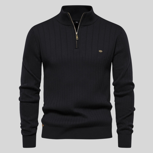 Men’s Quarter-Zip Knit Sweater | Ribbed Pullover | Smart Casual Layer