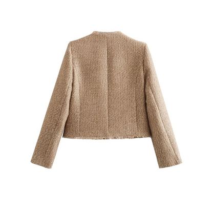 Textured Button-Front Tweed Jacket | Boxy Fit | Elegant Everyday Layer