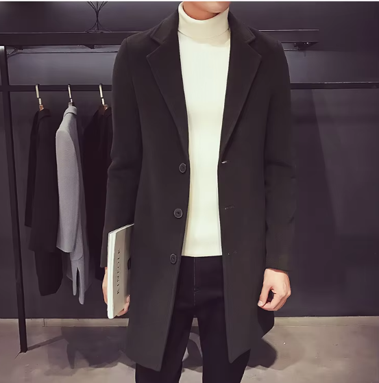 Men’s Wool-Blend Overcoat | Single-Breasted Classic Fit | Midweight Fall Jacket