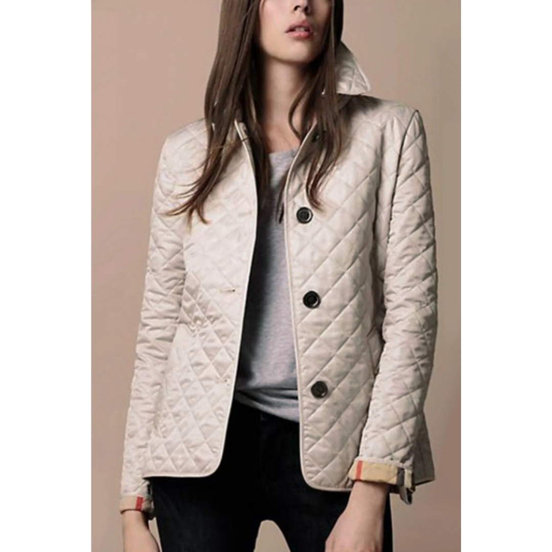 Tailored Quilted Jacket | Lightweight Diamond Stitch | Button-Up Transitional Layer