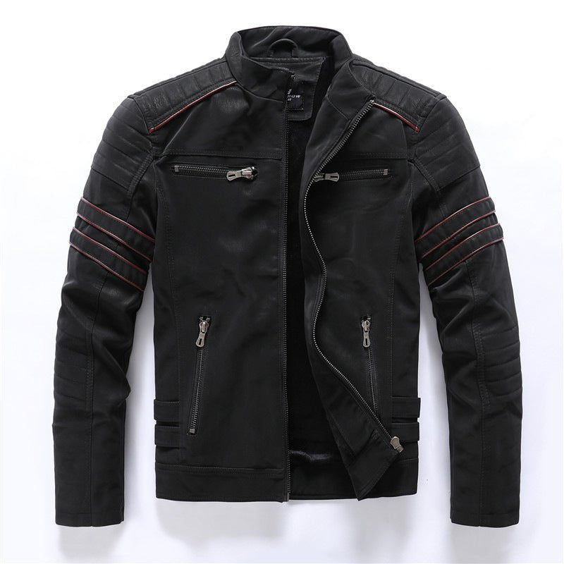 Men's Biker-Style Faux Leather Jacket | Slim Fit | Moto-Inspired Design