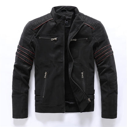 Men's Biker-Style Faux Leather Jacket | Slim Fit | Moto-Inspired Design