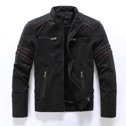 Men's Biker-Style Faux Leather Jacket | Slim Fit | Moto-Inspired Design
