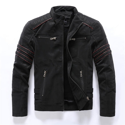 Men's Biker-Style Faux Leather Jacket | Slim Fit | Moto-Inspired Design
