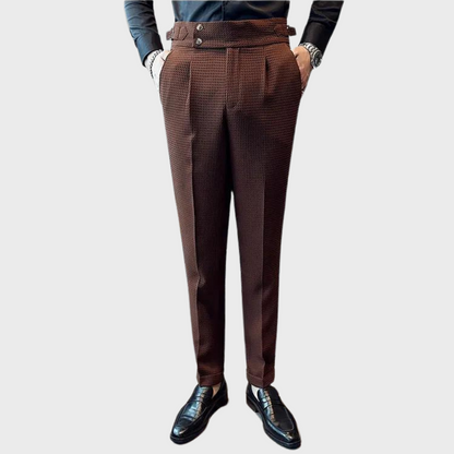 High-Waisted Dress Trousers | Pleated Front with Side Buckle Tabs