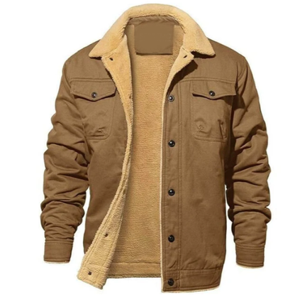 Men’s Sherpa-Lined Denim Jacket | Corduroy Collar | Midweight Fall Outerwear
