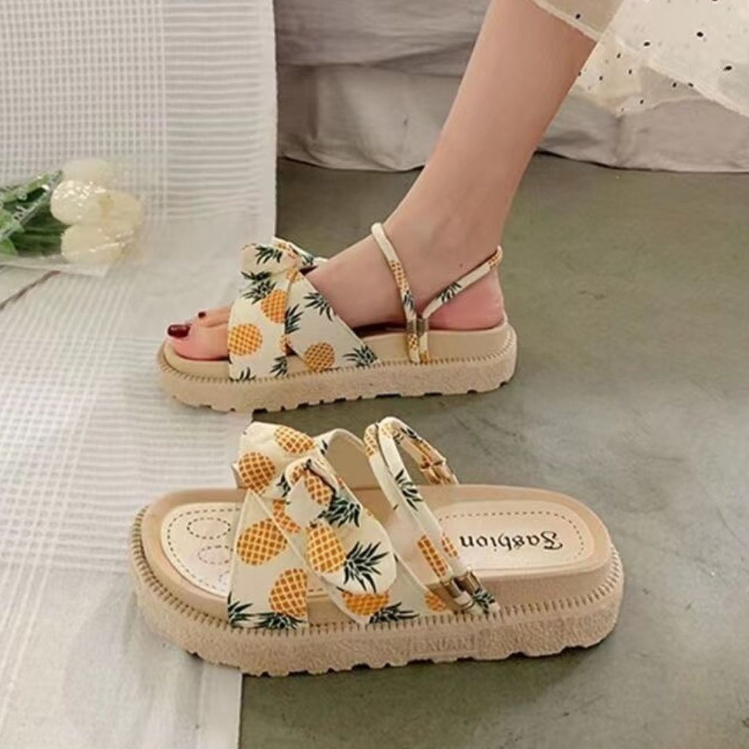 Knotted Platform Slide Sandals | Stretch Strap Summer Slip-Ons | Casual Comfort Footwear Canada