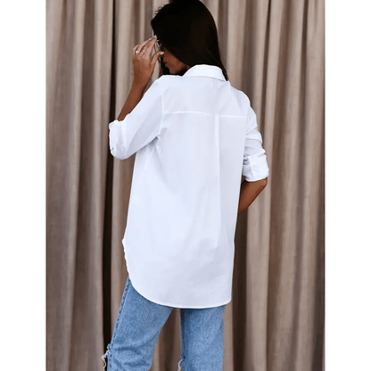 Longline Button-Up Shirt | Roll-Tab Sleeves | Classic Collar