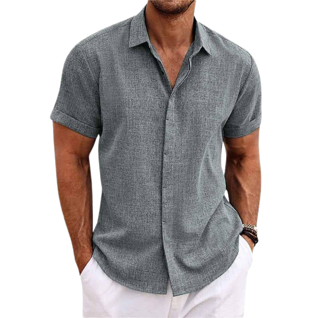 Men’s Linen Blend Short Sleeve Shirt | Breathable Summer Button-Up | Casual Canada