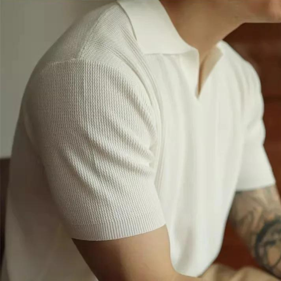 Men's Ribbed Knit Polo Shirt | Lightweight Textured Short Sleeve Top | Summer Casual Canada