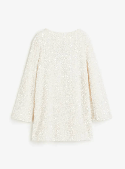 Sequin Long-Sleeve Mini Dress | Sparkling Party Look | Elegant Glam