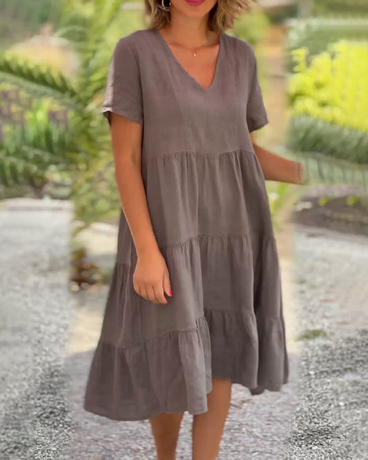 Vibrant V-Neck Tiered Dress | Relaxed Fit | Lightweight Summer Style