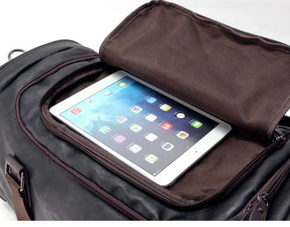 Men’s Faux Leather Duffel Bag | Weekender Carryall | Water-Resistant Travel Gear