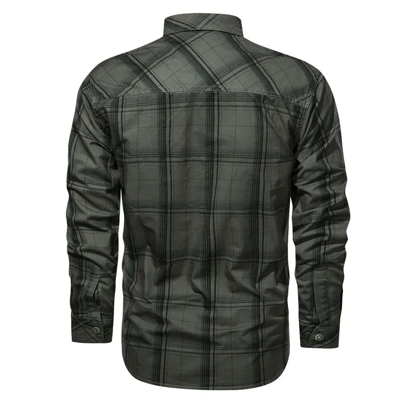 Men’s Flannel Shirt | Brushed Cotton Button-Up | Plaid Workwear Layer