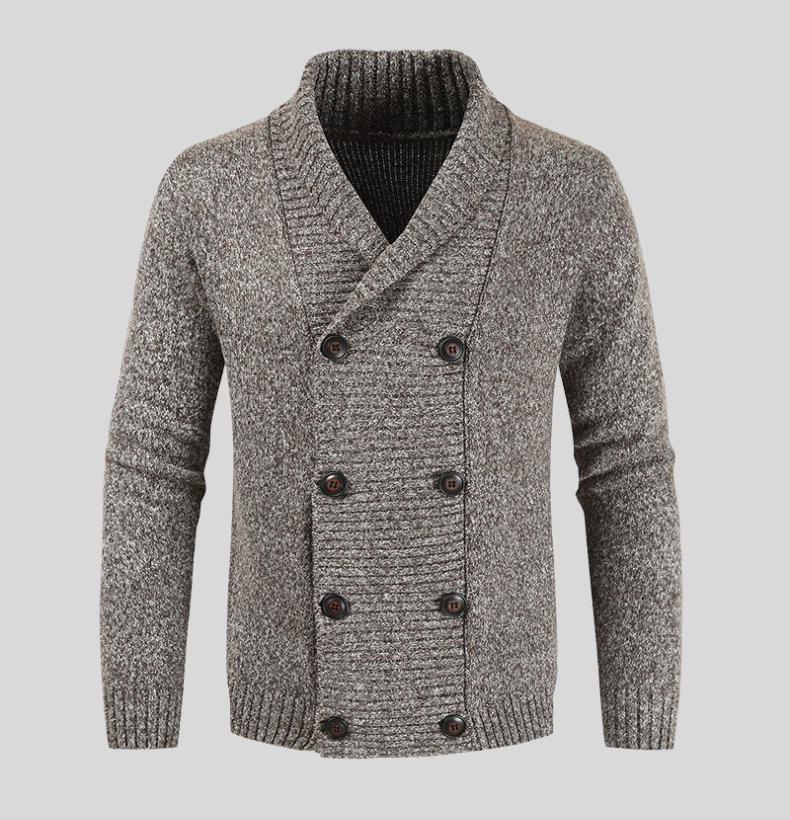 Men’s Knit Shawl Cardigan | Double-Breasted Design | Heavyweight Layer