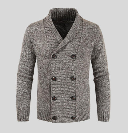 Men’s Knit Shawl Cardigan | Double-Breasted Design | Heavyweight Layer