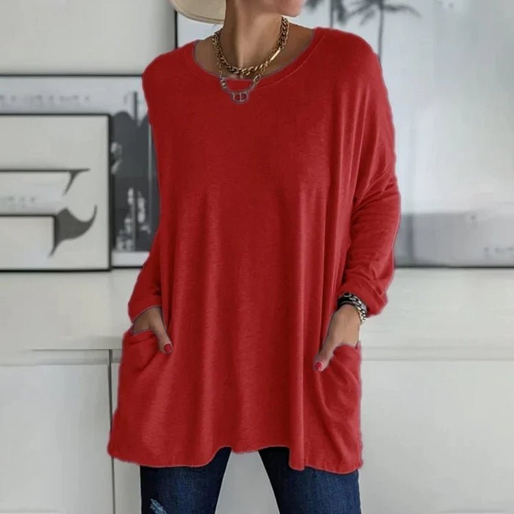 Relaxed Fit Tunic Top | Lightweight Knit | Side Pockets