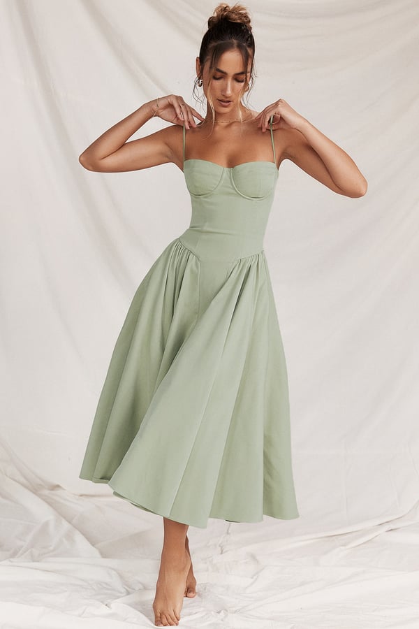 Bustier Midi Dress | Fit-and-Flare Silhouette | Soft Cotton Blend