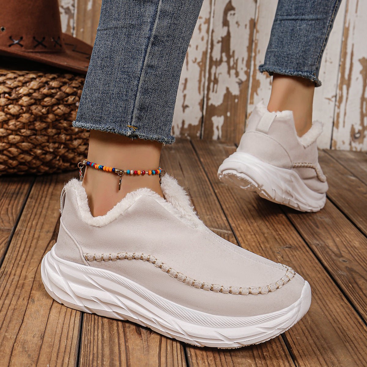 Cozy Slip-On Sneakers | Faux Suede Upper | Plush Lining | Casual Comfort