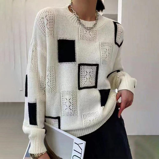 Geometric Knit Pullover Sweater | Soft Touch | Relaxed Fit