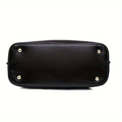 Structured Handbag with Contrast Trim | Vegan Leather | Dual Carry Tote