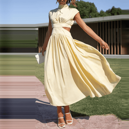 High Neck Cut-Out Midi Dress | Sleek Summer Occasionwear