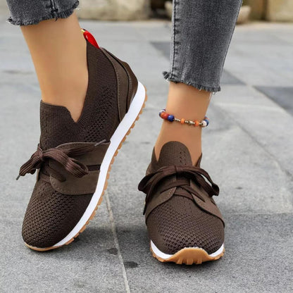 Knit Lace-Up Runners | Lightweight Slip-On Sneakers | Breathable Walking Design