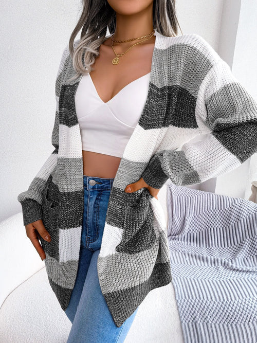Striped Open-Front Cardigan | Knitted & Relaxed Fit | Everyday Comfort