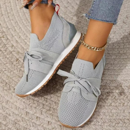 Knit Lace-Up Runners | Lightweight Slip-On Sneakers | Breathable Walking Design