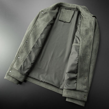 Men’s Suede Trucker Jacket | Classic Button-Up Outerwear for Transitional Weather