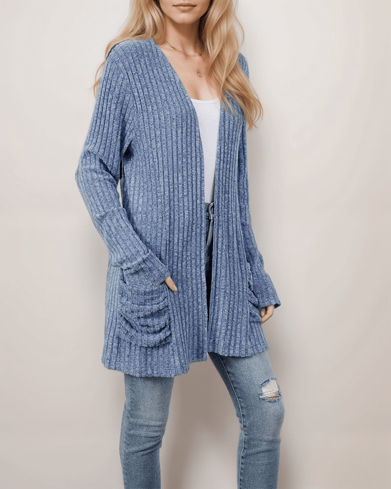 Relaxed Ribbed Cardigan | Multicolour | Polyester Blend | Lightweight Comfort