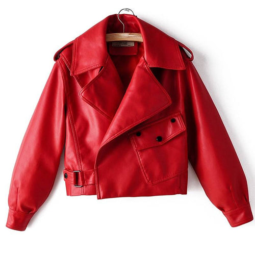 Cropped PU Leather Moto Jacket | Bold & Edgy | Adjustable Belt | Statement Outerwear
