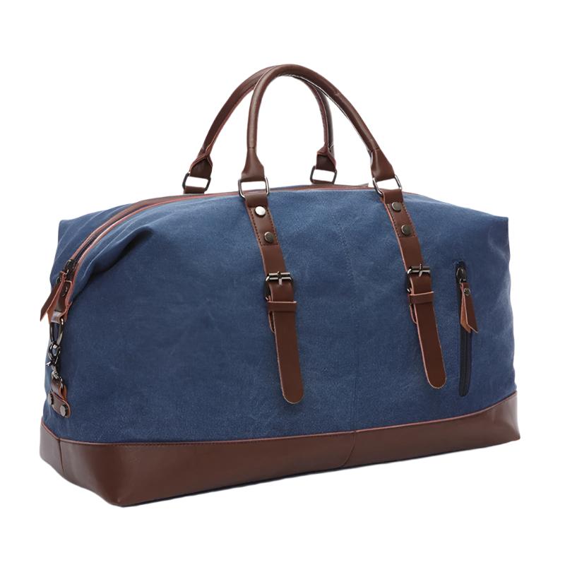 Canvas Weekender Duffel Bag | Leather Trim | Travel Carryall