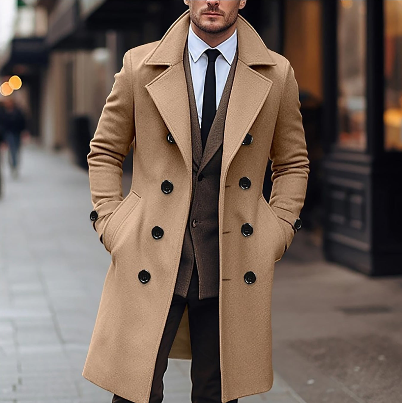 Wool-Blend Overcoat | Double-Breasted | Tailored Winter Fit