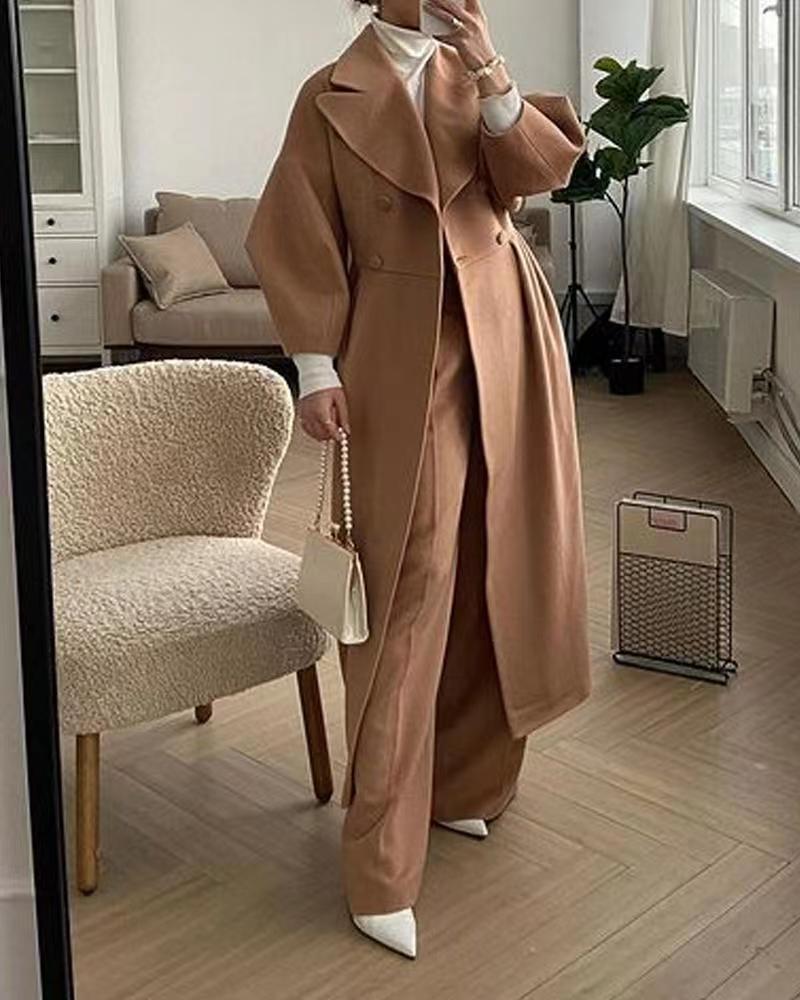 Elegant Long Wool Blend Coat | Belted Waist | Timeless Style | Sophisticated Outerwear