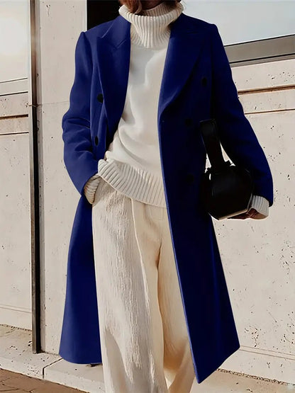 Double-Breasted Wool Blend Coat | Tailored Fit | Classic spring Style | Longline Outerwear