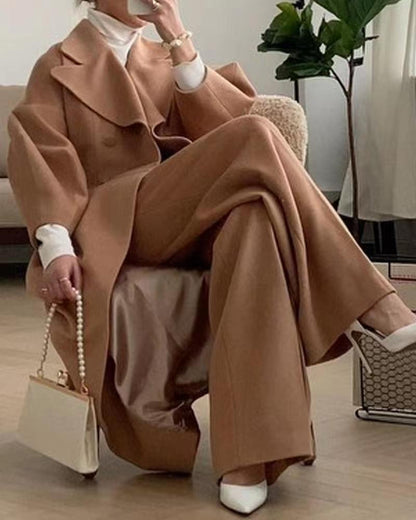 Elegant Long Wool Blend Coat | Belted Waist | Timeless Style | Sophisticated Outerwear
